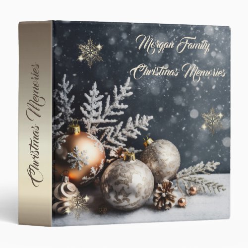 Elegant Christmas BallsSnowflakes Gray 3 Ring Binder