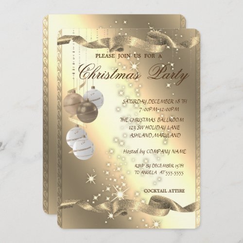 Elegant Christmas BallsSparkleChristmas Party Invitation