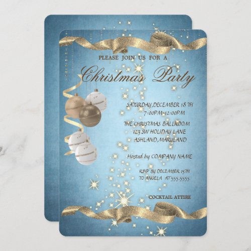 Elegant Christmas BallsSparkleChristmas Party Invitation