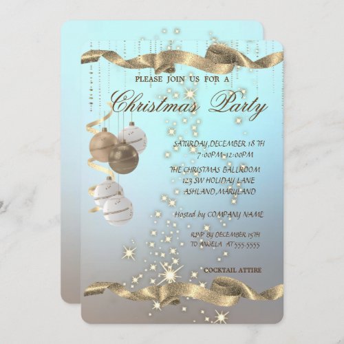 Elegant Christmas BallsSparkleChristmas Party Invitation