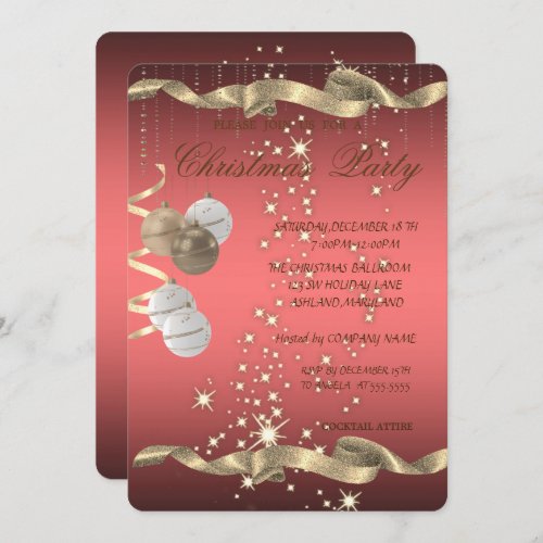 Elegant Christmas BallsSparkleChristmas Party Invitation