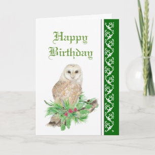 Elegant Christmas, Barn Owl, Bird Card