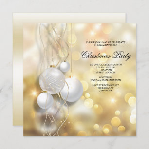 Elegant Christmas Baubles Christmas Party Invitation