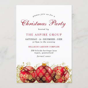 Elegant Christmas Baubles Corporate Party Invitation