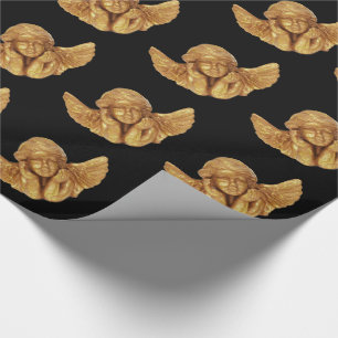 ELEGANT CHRISTMAS BEAUTIFUL GOLDEN ANGEL GIFTS WRAPPING PAPER