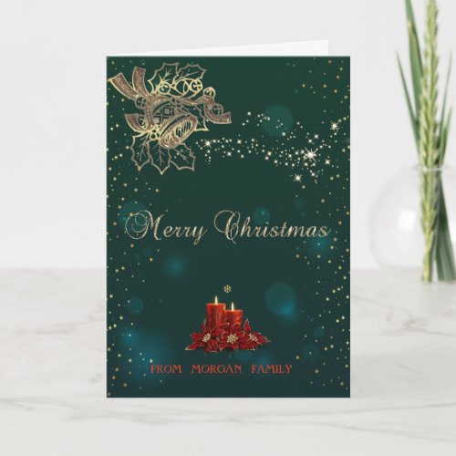 Elegant Christmas BellCandles Holiday Card