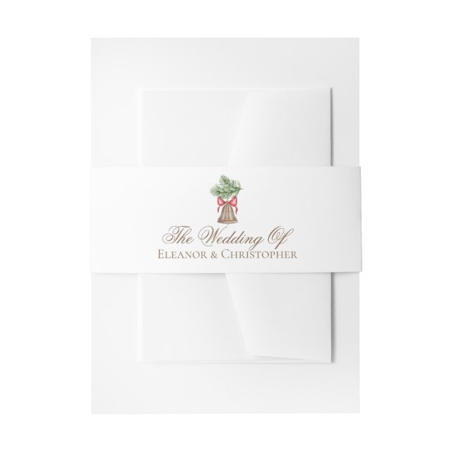 Elegant Christmas Bell Wedding Personalized Invitation Belly Band (Front Example)