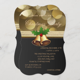 Elegant Christmas Bells,Christmas Party Invitation