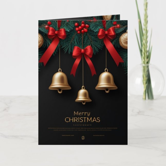 Elegant Christmas Bells Decor – Foil Greeting Card (Front)