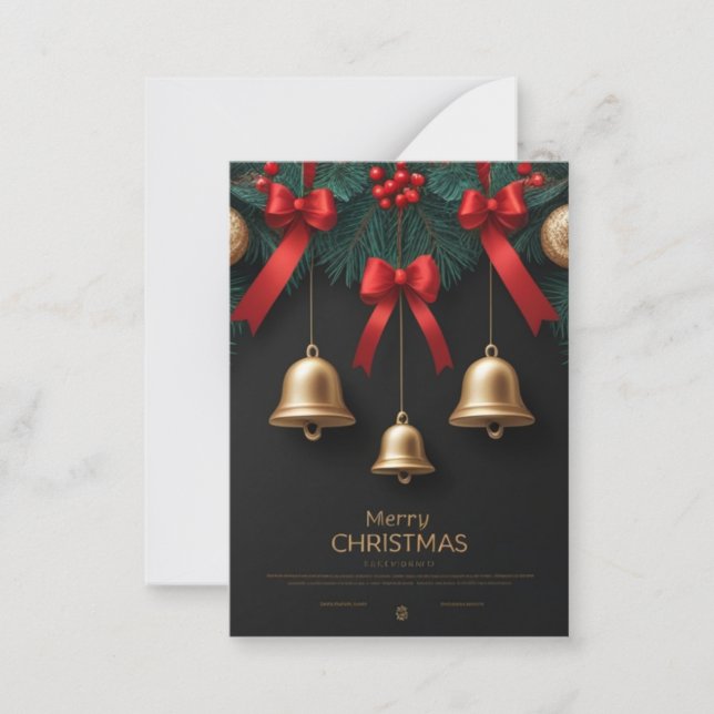 Elegant Christmas Bells Decor – Note Card (Front)