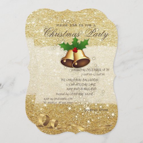 Elegant Christmas BellsGlittery Corporate Party Invitation