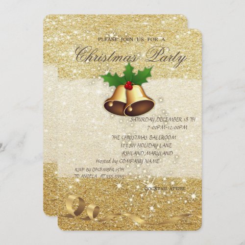 Elegant Christmas BellsGlittery Corporate Party Invitation