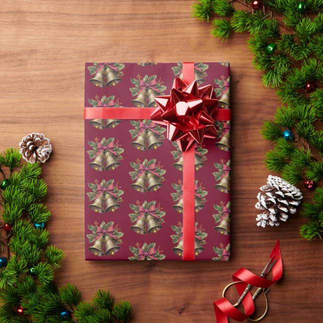 Elegant Christmas bells red and green Wrapping Paper (Holiday Gift)