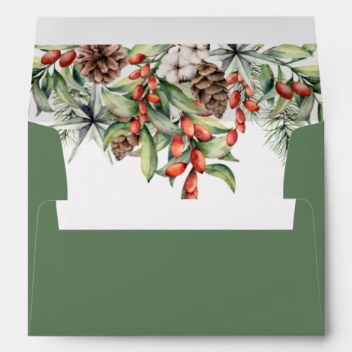 Elegant Christmas Berries and Foliage Holiday Envelope