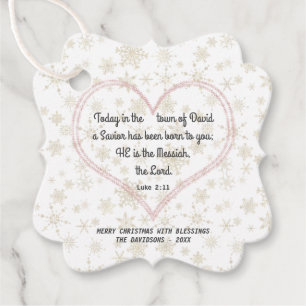 Elegant Christmas Bible Verse Messiah Rose Gold Favor Tags