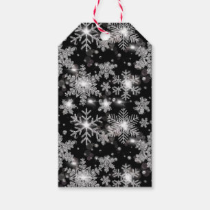 Elegant Christmas black white silver snowflakes Gift Tags
