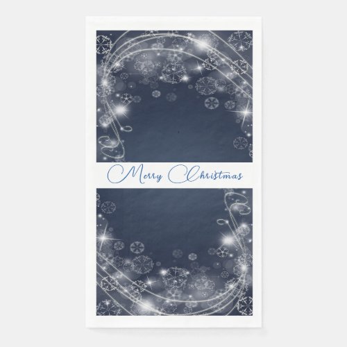 Elegant Christmas Blue  White Pretty Snowflakes  Paper Guest Towels