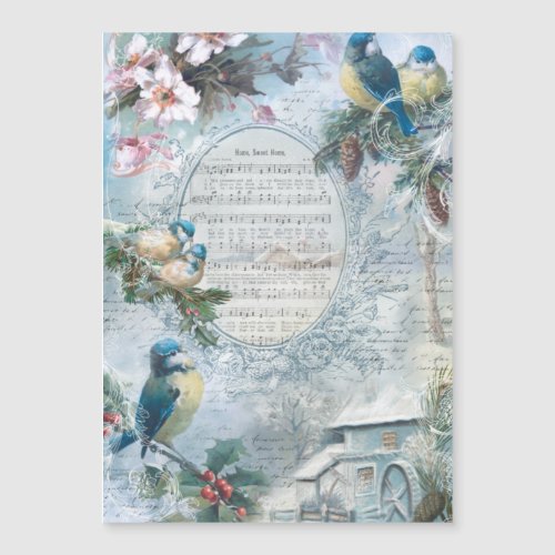 Elegant Christmas Bluebirds and Music Collage