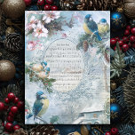 Elegant Christmas Bluebirds and Music Collage Holiday Postcard<br><div class="desc">Elegant rustic floral design featuring vintage bluebirds perched on holly and pine boughs,  white dog roses,  quaint farm with water wheel,  handwriting,  scrolls and white flourishes with "Home Sweet Home" music in ornately engraved frame. Background features pale blue sky with white clouds.</div>