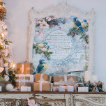 Elegant Christmas Bluebirds and Music Decoupage Tissue Paper<br><div class="desc">Elegant rustic floral design featuring vintage bluebirds perched on holly and pine boughs,  white dog roses,  quaint farm with water wheel,  handwriting,  scrolls and white flourishes with "Home Sweet Home" music in ornately engraved frame. Background features pale blue sky with white clouds.</div>