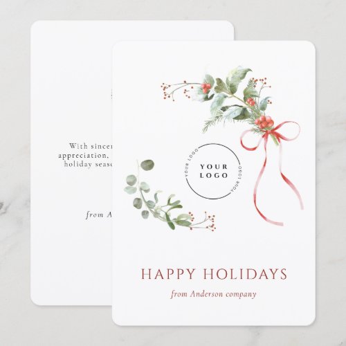 Elegant Christmas Botanical Corporate Business Holiday Card