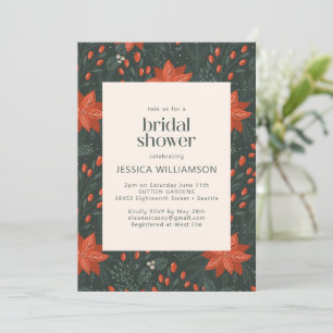 Elegant Christmas Botanical Green Bridal Shower Invitation