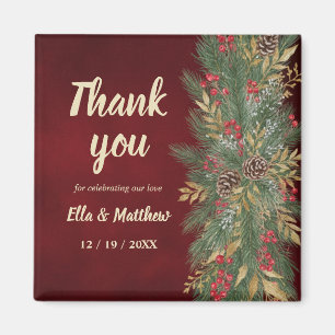 Elegant Christmas Botanical Wedding Favor Magnet