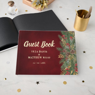 Elegant Christmas Botanical Wedding Guest Book