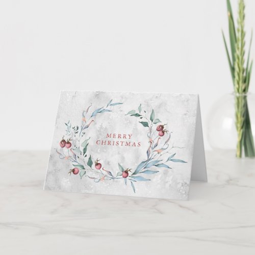 Elegant Christmas Botanical Wreath Card