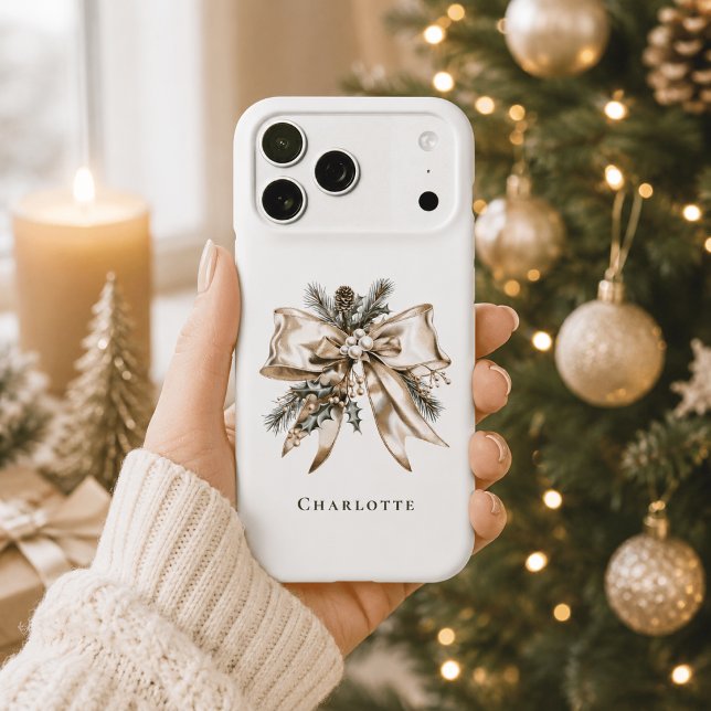 Elegant Christmas Bow Personalized Phone Case (Creator Uploaded)