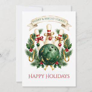 Elegant Christmas Bowling Holiday Card