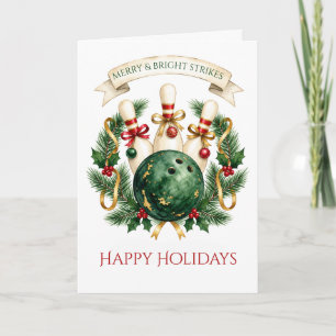Elegant Christmas Bowling  Holiday Card