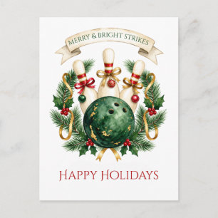 Elegant Christmas Bowling Holiday Postcard