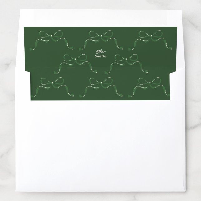 Elegant Christmas Bows | Modern Holiday Green  Envelope Liner (In Envelope)