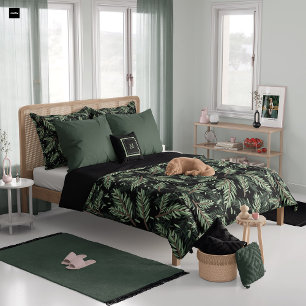 Elegant Christmas Branches on Black Duvet Cover