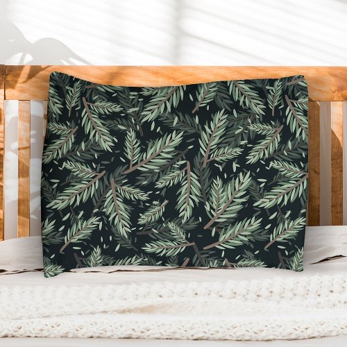 Elegant Christmas Branches on Black Pillow Case