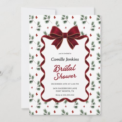 Elegant Christmas Bridal Shower QR Code Invitation