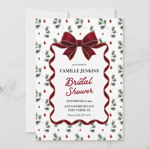 Elegant Christmas Bridal Shower QR Code Invitation