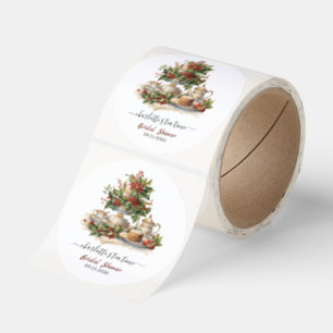 Elegant Christmas Bridal Shower Tea Time Party Classic Round Sticker