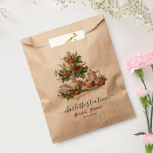 Elegant Christmas Bridal Shower Tea Time Party Favor Bag