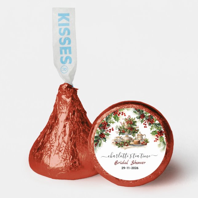 Elegant Christmas Bridal Shower Tea Time Party Hershey®'s Kisses® (Front)