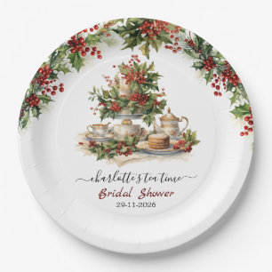 Elegant Christmas Bridal Shower Tea Time Party Paper Plates