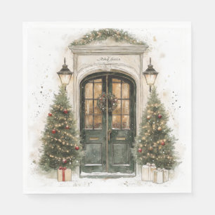 Elegant Christmas Brownstone Door Napkins