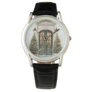 Elegant Christmas Brownstone Door Watch