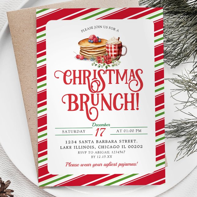 Elegant Christmas Brunch Holiday Pancake Hot Cocoa Invitation (Creator Uploaded)
