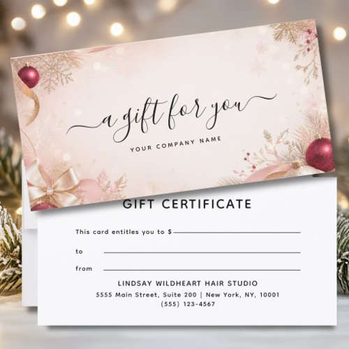 Elegant Christmas Business Gift Certificate