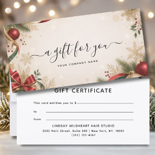 Elegant Christmas Business Gift Certificate