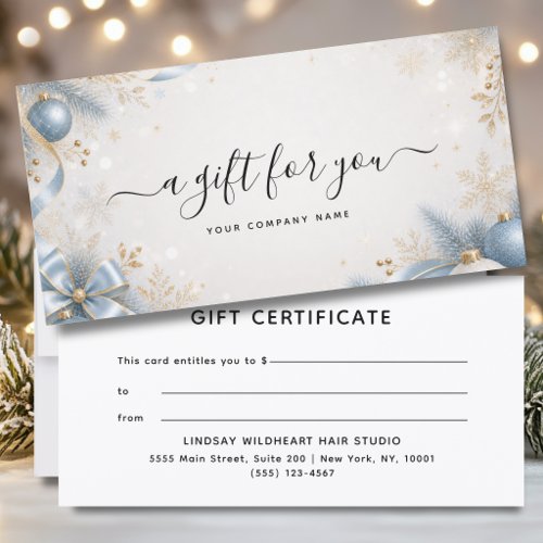 Elegant Christmas Business Gift Certificate