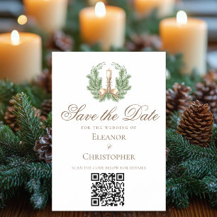 Elegant Christmas Candle QR Code Save the Date Magnetic Invitation