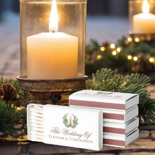 Elegant Christmas Candle Wreath Wedding Custom Matchboxes